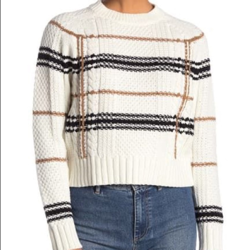 360 CASHMERE ella plaid pullover crew neck sweater